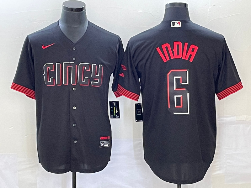 Men's Cincinnati Reds Jonathan India #6 Black 2023 City Connect Jersey
